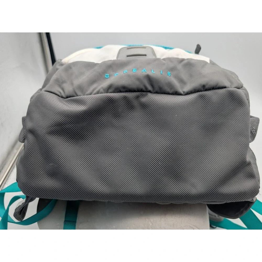 The North Face Borealis Backpack Grey White Teal Bungee Daypack READ!